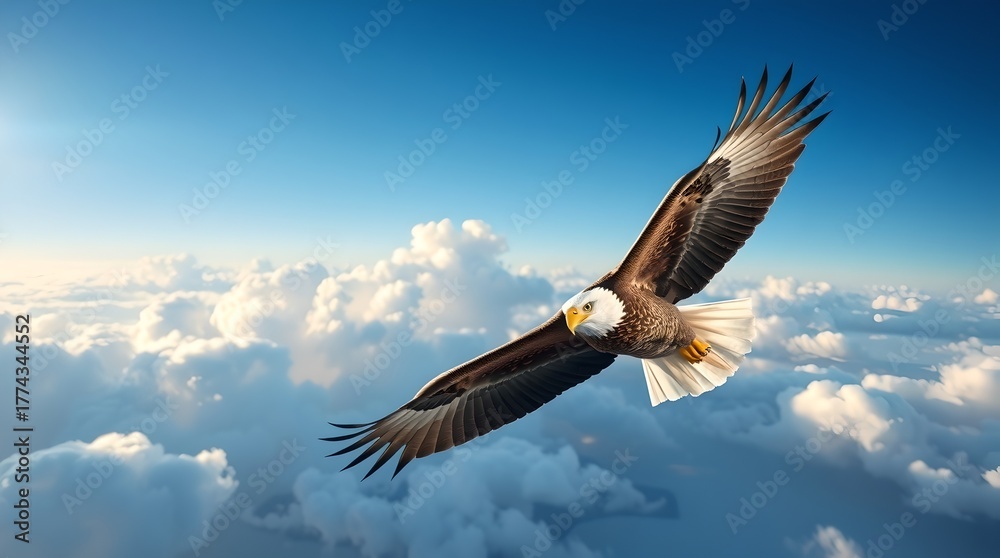 Obraz premium Majestic Bald Eagle Soaring in the Sky