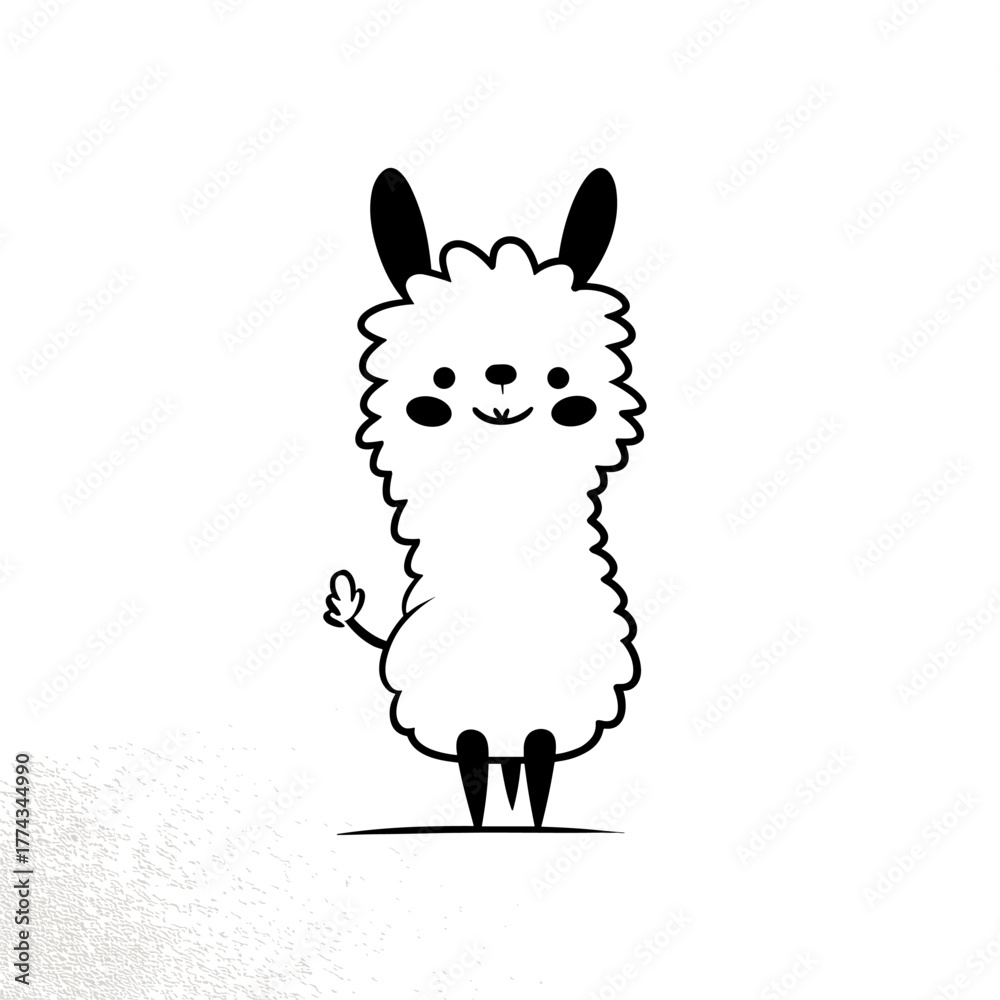 Obraz premium llama. llama simple black and white line art vector logo