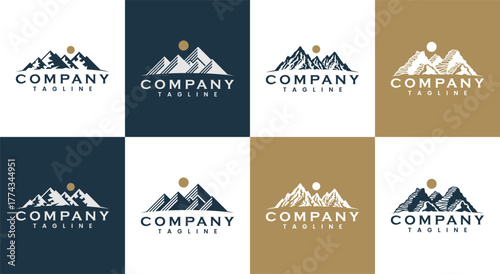 Set of luxury mountain peak logo design