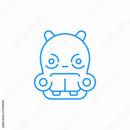 hippopotamus angry icon sign vector