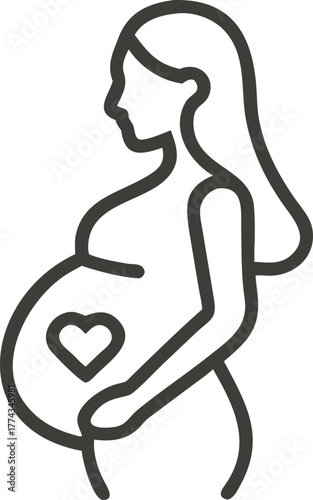 Pregnant woman silhouette with heart on belly