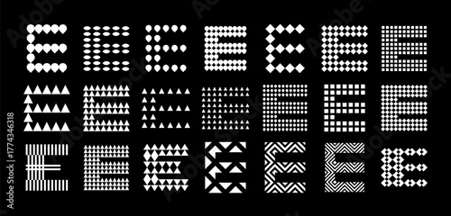 Digital abstract decoration letter E logo set