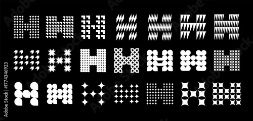 Technology abstract symbol letter H logo icon set