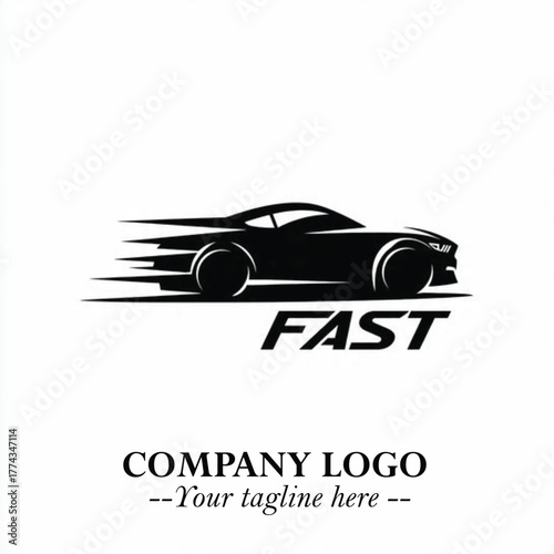 Car Running Fast Logo Symbol in Black on the White Background with Dynamic Speed Design