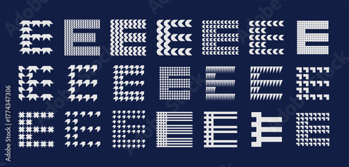 Bundle of modern flat initial letter E logo icon