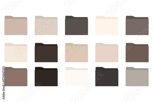 15 desktop folder icons, DARK BEIGE, neutral icons, Business, School and Personal