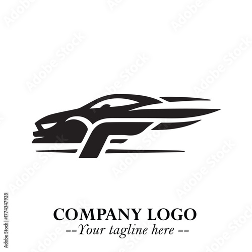 Car Running Fast Logo Symbol in Black on the White Background with Dynamic Speed Design
