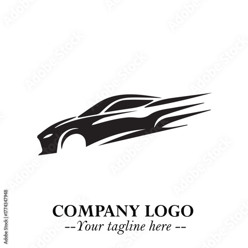Car Running Fast Logo Symbol in Black on the White Background with Dynamic Speed Design