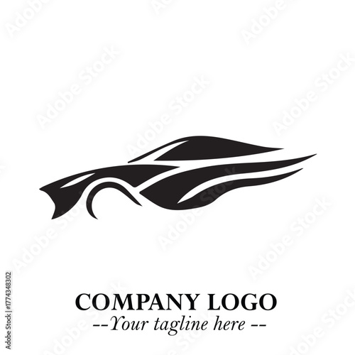 Car Running Fast Logo Symbol in Black on the White Background with Dynamic Speed Design