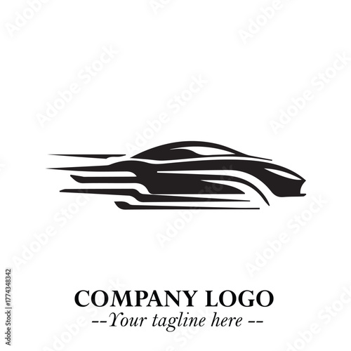 Car Running Fast Logo Symbol in Black on the White Background with Dynamic Speed Design