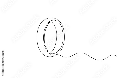 Simple continuous line drawing of diamond engagement ring for wedding concept