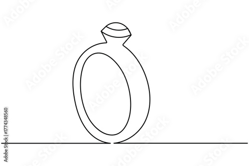 Simple continuous line drawing of diamond engagement ring for wedding concept