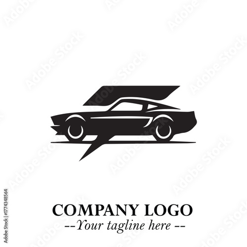 Car Running Fast Logo Symbol in Black on the White Background with Dynamic Speed Design