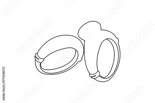 Simple continuous line drawing of diamond engagement ring for wedding concept