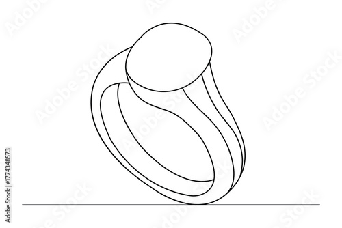 Simple continuous line drawing of diamond engagement ring for wedding concept