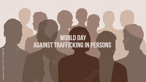World Day Against Trafficking in Persons Silhouettes Representing Solidarity and Awareness Against Human Trafficking