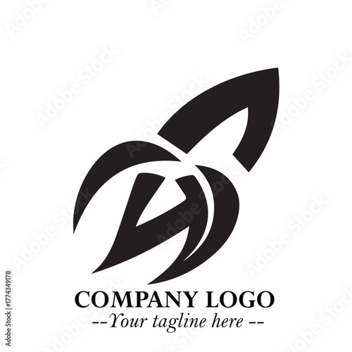 Rocket Logo Symbol in Black on the White Background with Modern Futuristic Space Design