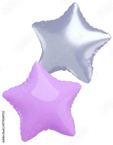 3D画像_星型の風船_紫