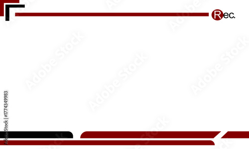 Modern abstract graphic frame with red and black lines.