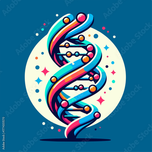 vector of DNA helix, flat science design