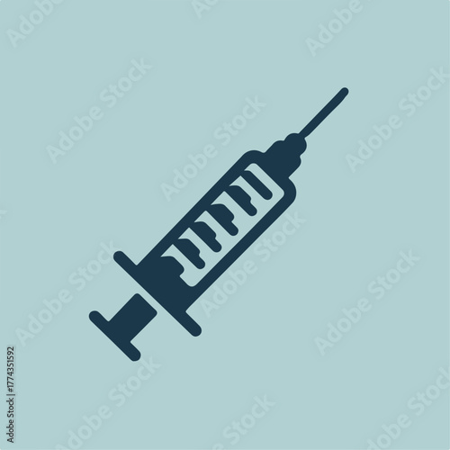 Minimal syringe icon vector, flat vaccination concept