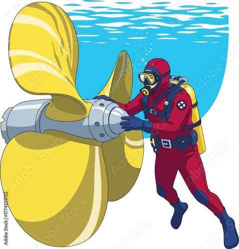 subaquatic engineer ensures robust propulsion, critical for vessels seafaring success
