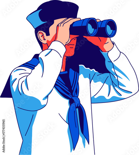 keen gaze forward, a sailor navigates destiny across the boundless ocean