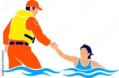 rescuers outstretched hand offers lifeline, bringing safety from waters peril