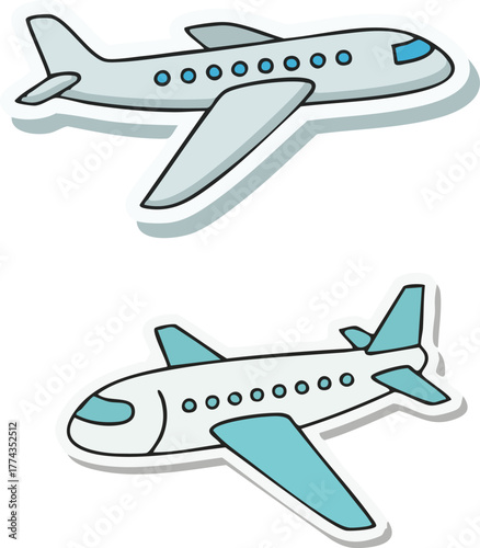 Two airplanes flying upward in the bright sky, symbolizing travel and adventure with a sense of freedom and excitement.