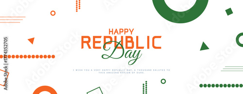 Indian republic day banner abstract design: tricolour 26 january orange and green unique geometric sape best vector design