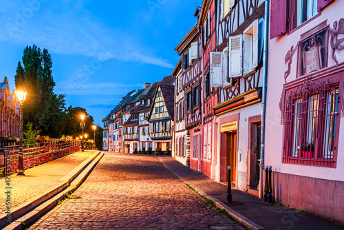 Photos Colmar, Alsace, France: Colorful half timbered houses on the quays wharf at twil