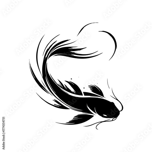 Elegant Koi Fish Silhouette Illustration