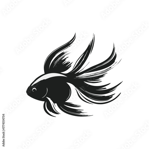 Oranda Goldfish Silhouette Vector Illustration