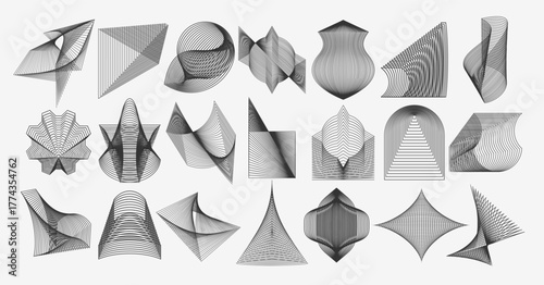 Movement effect line abstract logo icon set