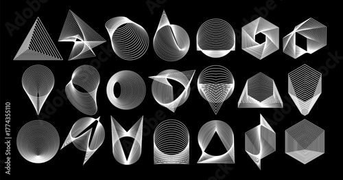 Bundle of cyber abstract motion line logo icon