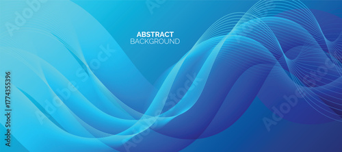 Abstract blue digital dynamic wave background. minimal dynamic curved lines abstract futuristic hi technology background with lighting effect