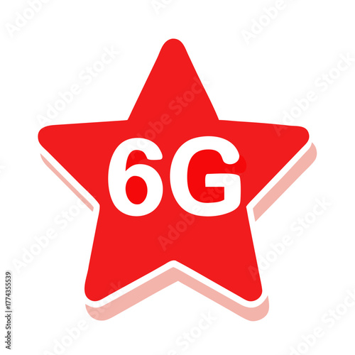 Red star icon with bold white 6G text in center
