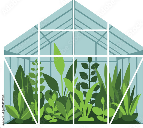 a green house with plants inside