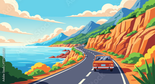 Scenic Coastal Drive A Journey Along the Winding Road, Embracing the Beauty of Nature and Adventure