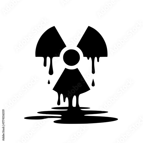 Melting radioactive symbol graphic element for environmental disaster or contamination awareness