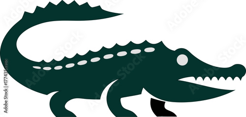 Crocodile flat design vector icon, great for reptile illustrations, educational apps, and logos.
