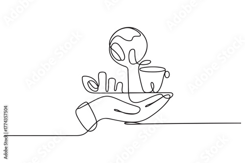 Continuous one line drawing sustainable business concept. one line Icon drawing with white background