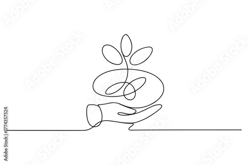 Continuous one line drawing sustainable business concept. one line Icon drawing with white background