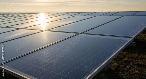 Solar Panel Array Sun Reflection Clean Energy Technology Sustainable Power Generation Renewable Resources