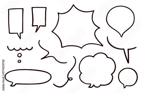 シンプルな手描きフキダシセット