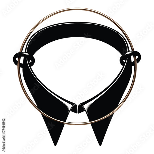 Elegant black collar with golden ring isolated on white background, a stylish and modern accessory for fashionforward individuals