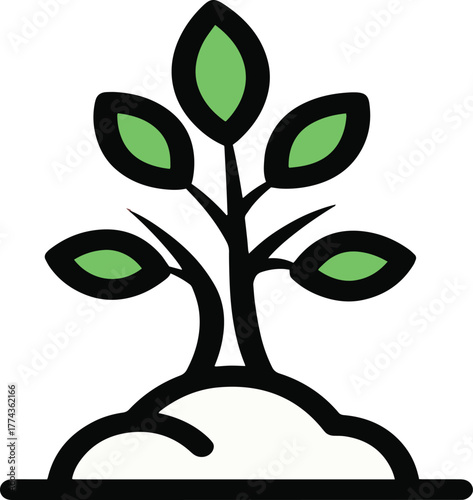 Tree sprouting from earth green world logo icon Green tree sprout logo icon representing earth, nature, and the world, symbolizing plant growth from a seed with new life, care for the environment