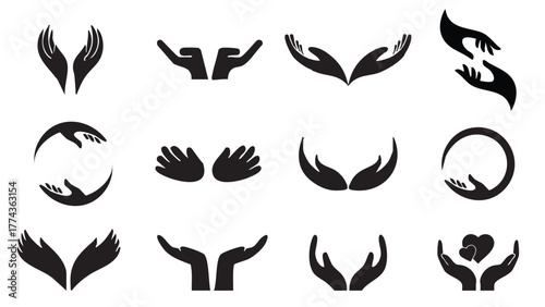 Helping Hands Logo Giving Hand Charity Logo Two Hands Collection Vector