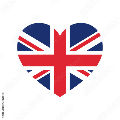 united kingdom national flag heart shape isolated