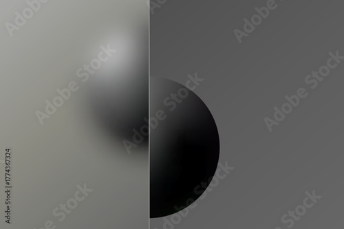 Minimalist abstraction with vertical division and two contrasting gray spheres. Eps 10